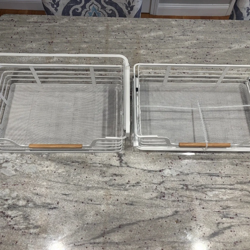 BRAND NEW Crate&Barrel Set of 2 - White Under Shelf Sliding Drawers